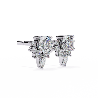 0.68 Ct Lotus Style Round Lab grown Diamond Stud Earrings