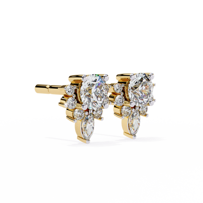 0.68 Ct Lotus Style Round Lab grown Diamond Stud Earrings