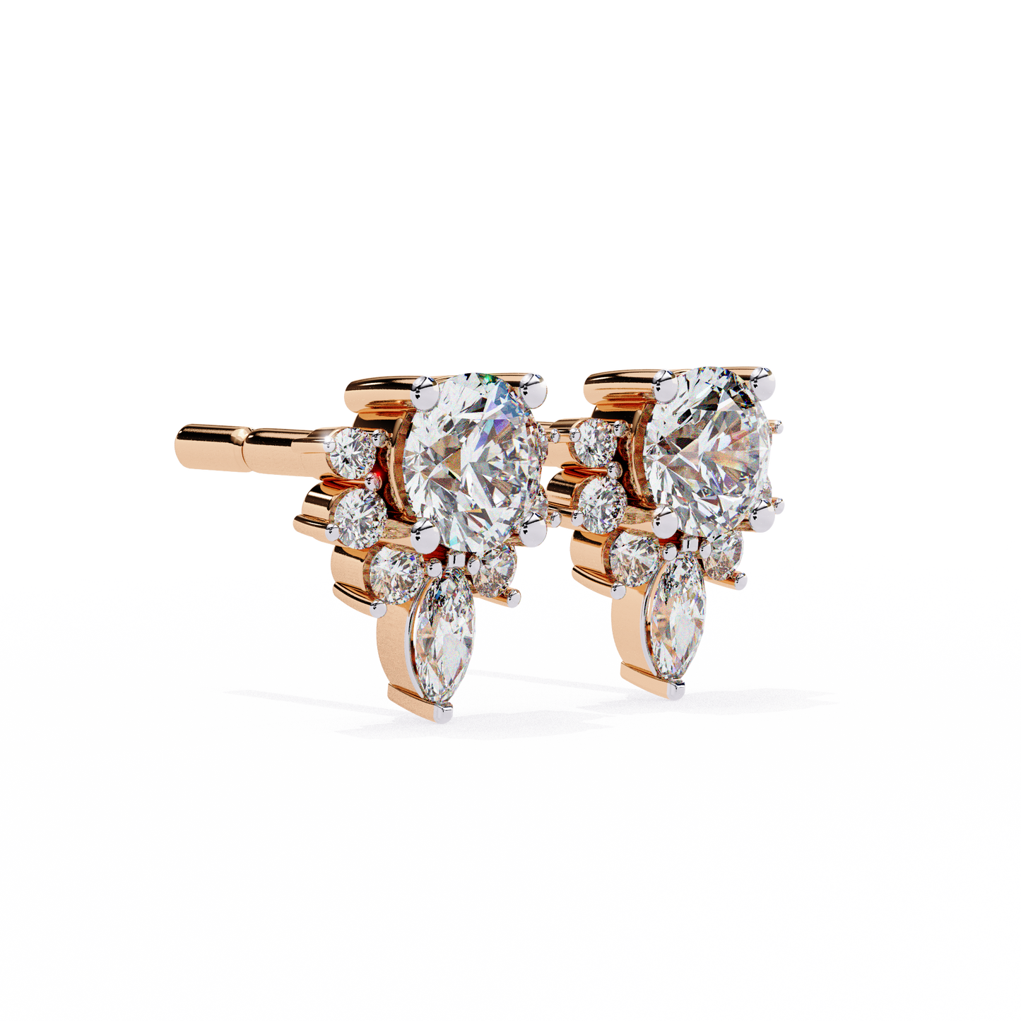 0.68 Ct Lotus Style Round Lab grown Diamond Stud Earrings