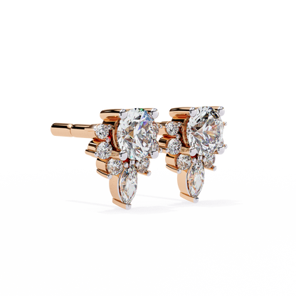 0.68 Ct Lotus Style Round Lab grown Diamond Stud Earrings