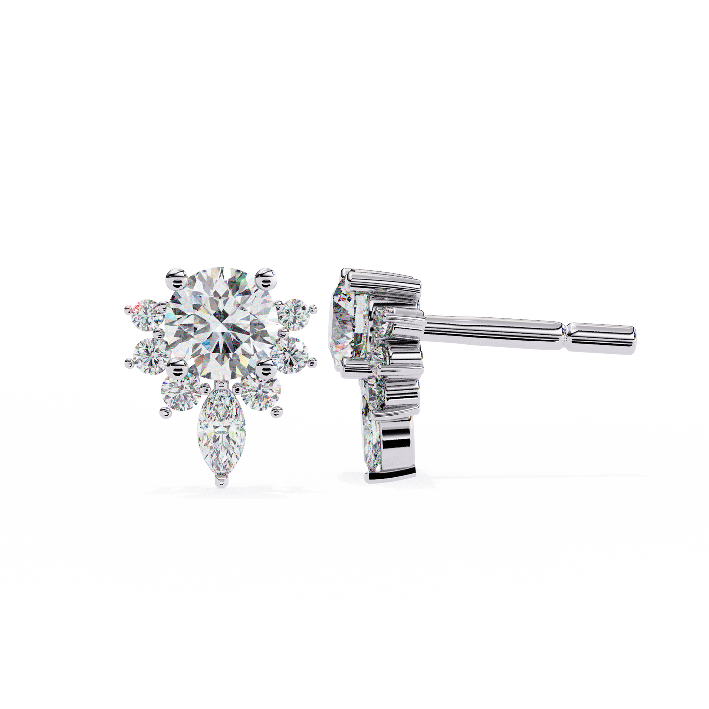 0.68 Ct Lotus Style Round Lab grown Diamond Stud Earrings