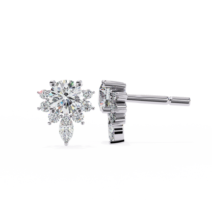 0.68 Ct Lotus Style Round Lab grown Diamond Stud Earrings