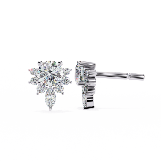 0.68 Ct Lotus Style Round Lab grown Diamond Stud Earrings