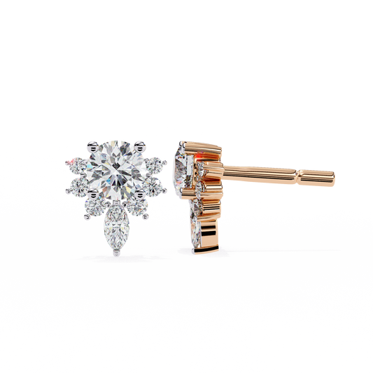 0.68 Ct Lotus Style Round Lab grown Diamond Stud Earrings