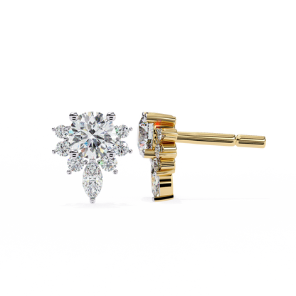 0.68 Ct Lotus Style Round Lab grown Diamond Stud Earrings