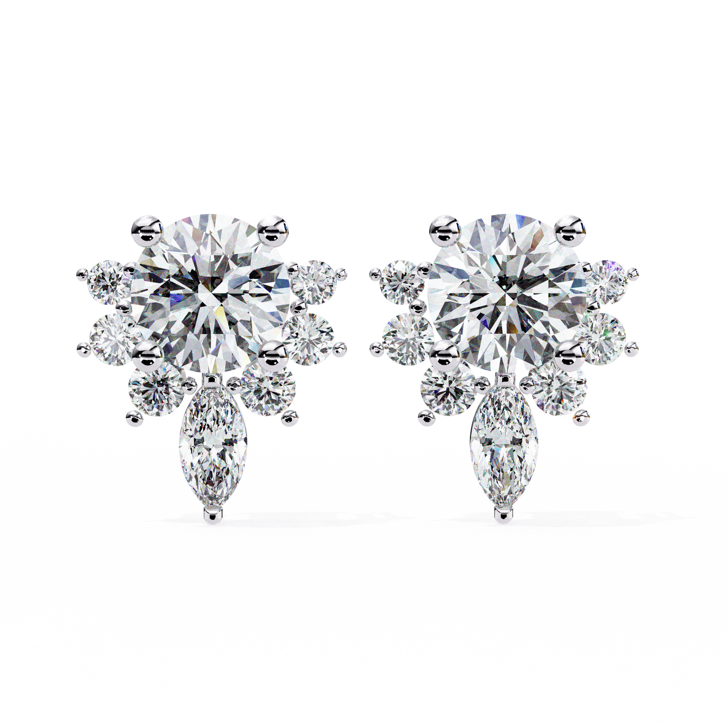 0.68 Ct Lotus Style Round Lab grown Diamond Stud Earrings