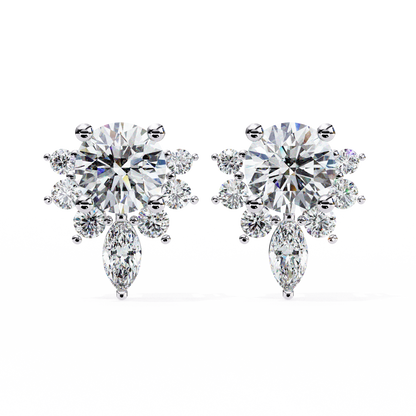 0.68 Ct Lotus Style Round Lab grown Diamond Stud Earrings