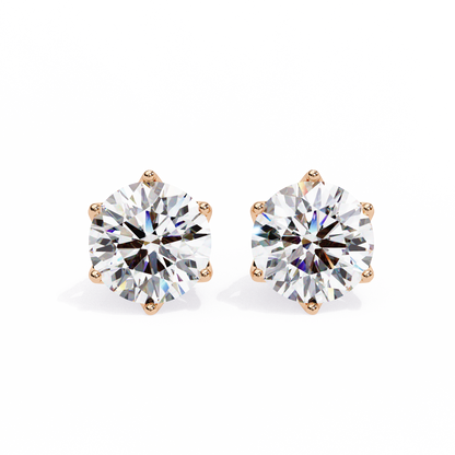 Round Cut 2.62 Ct Lab Grown Diamond Studs with Hidden Halo Setting