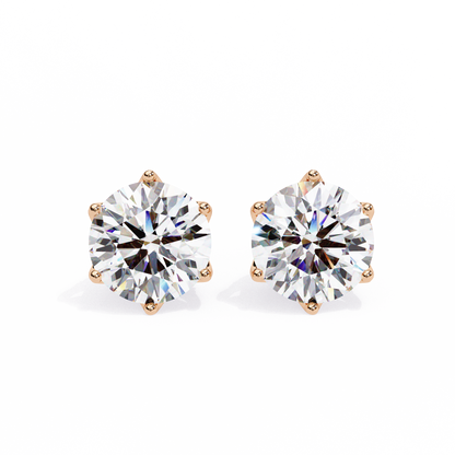 Round Cut 2.62 Ct Lab Grown Diamond Studs with Hidden Halo Setting