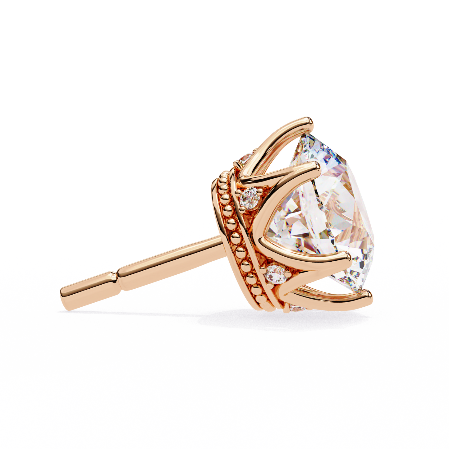 Round Cut 2.62 Ct Lab Grown Diamond Studs with Hidden Halo Setting