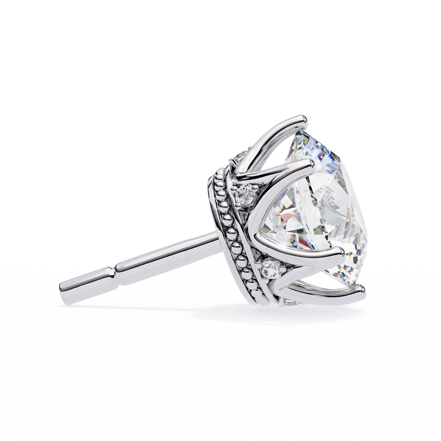 Round Cut 2.62 Ct Lab Grown Diamond Studs with Hidden Halo Setting