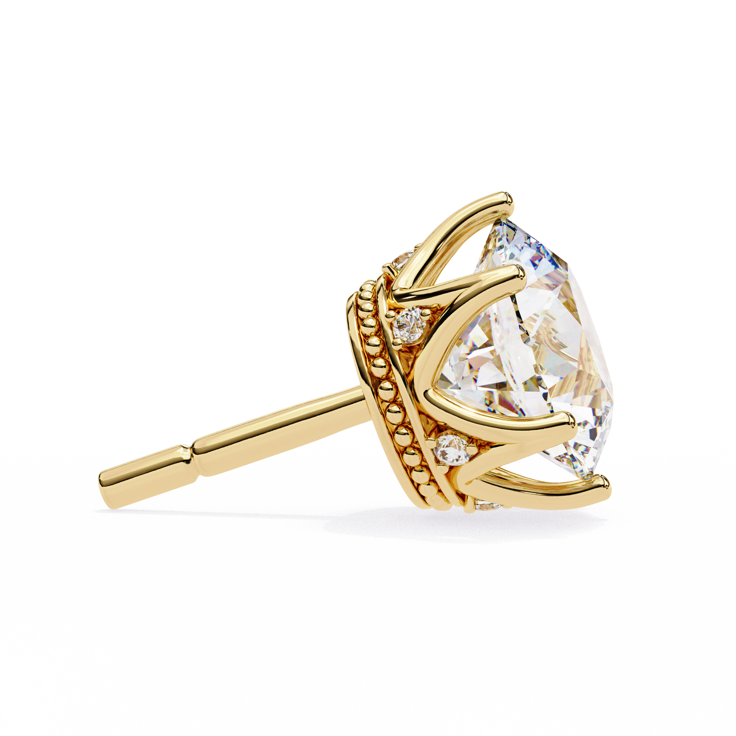 Round Cut 2.62 Ct Lab Grown Diamond Studs with Hidden Halo Setting