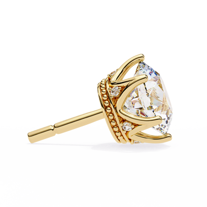 Round Cut 2.62 Ct Lab Grown Diamond Studs with Hidden Halo Setting