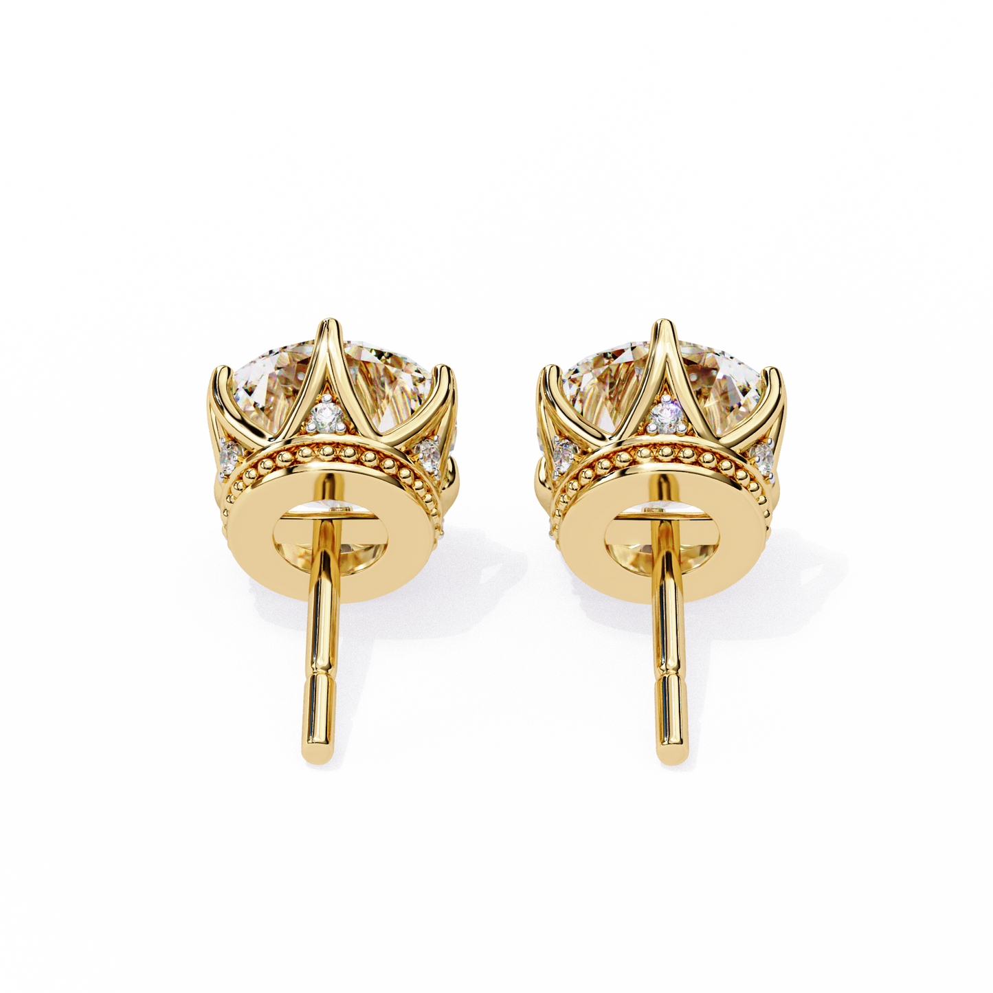 Round Cut 2.62 Ct Lab Grown Diamond Studs with Hidden Halo Setting