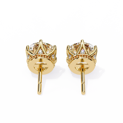 Round Cut 2.62 Ct Lab Grown Diamond Studs with Hidden Halo Setting