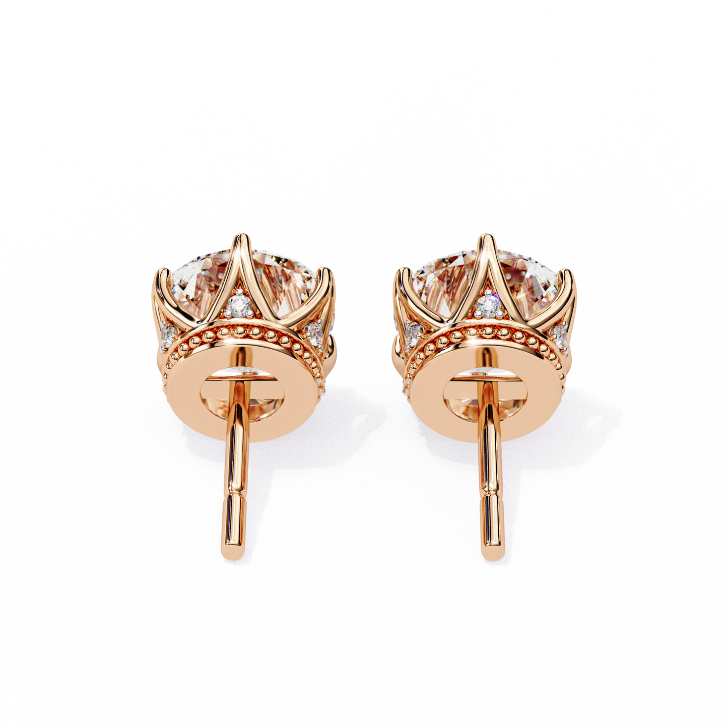 Round Cut 2.62 Ct Lab Grown Diamond Studs with Hidden Halo Setting