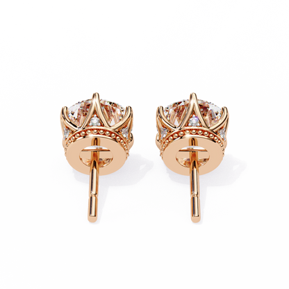 Round Cut 2.62 Ct Lab Grown Diamond Studs with Hidden Halo Setting
