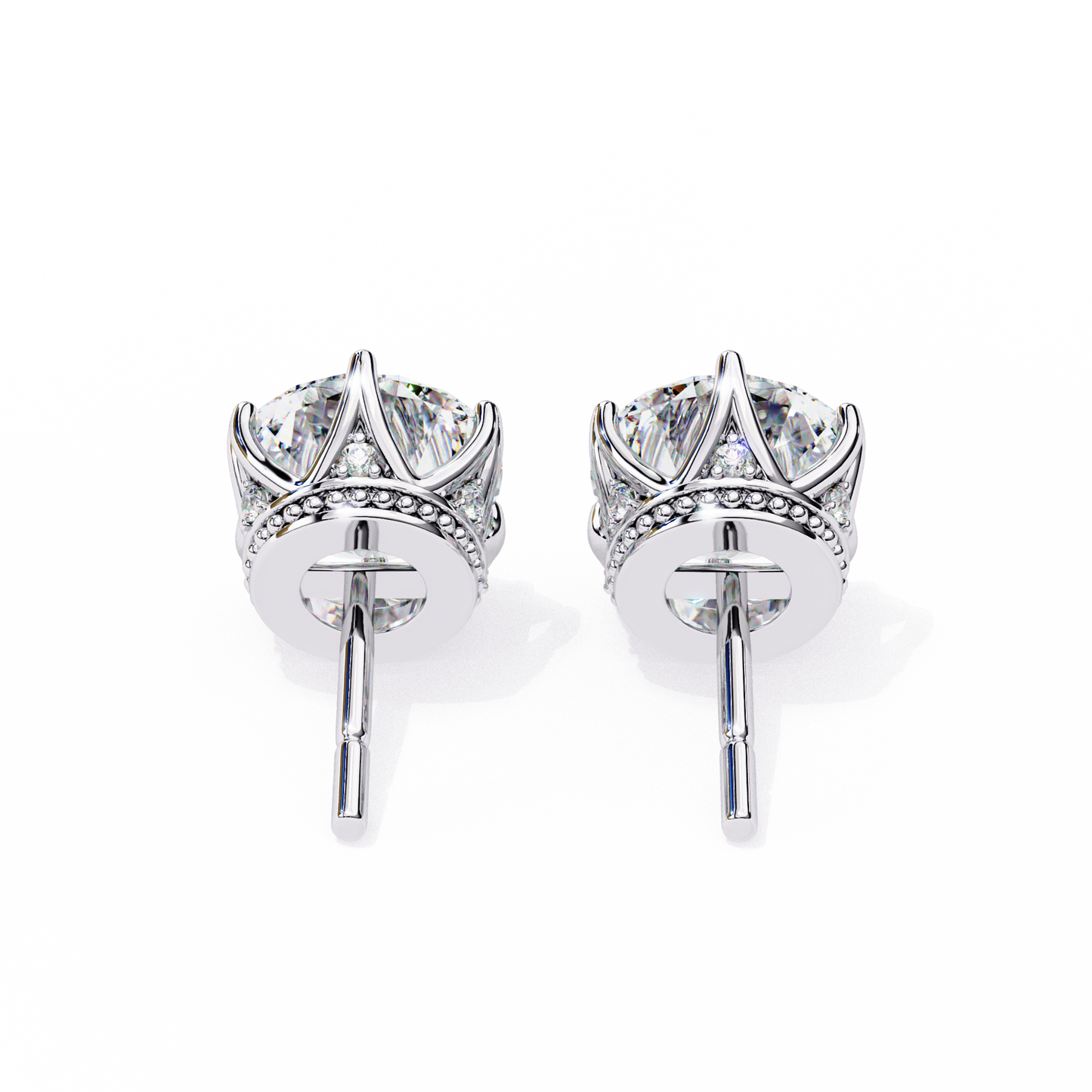 Round Cut 2.62 Ct Lab Grown Diamond Studs with Hidden Halo Setting