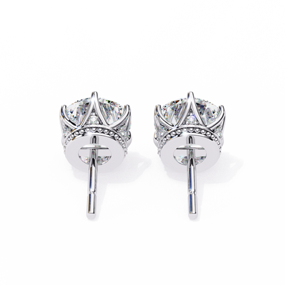 Round Cut 2.62 Ct Lab Grown Diamond Studs with Hidden Halo Setting