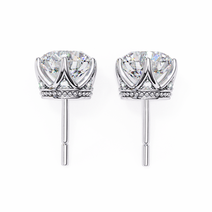 Round Cut 2.62 Ct Lab Grown Diamond Studs with Hidden Halo Setting