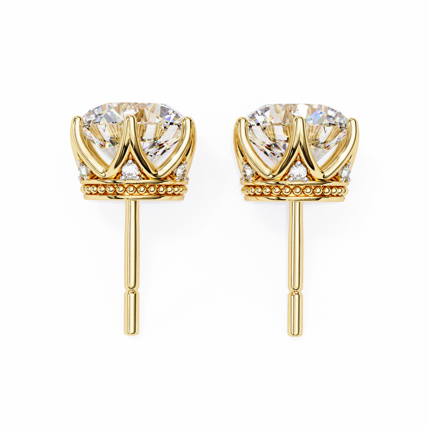 Round Cut 2.62 Ct Lab Grown Diamond Studs with Hidden Halo Setting
