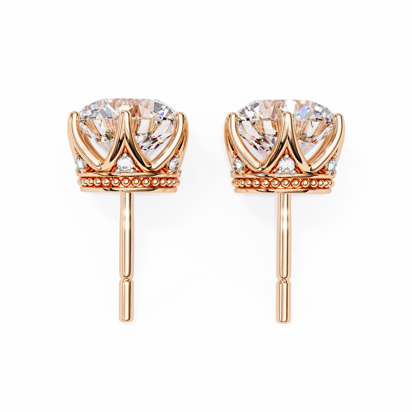 Round Cut 2.62 Ct Lab Grown Diamond Studs with Hidden Halo Setting