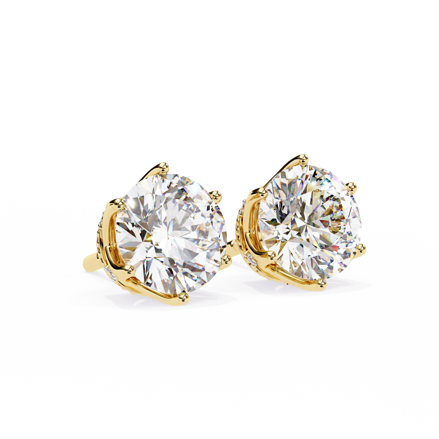 Round Cut 2.62 Ct Lab Grown Diamond Studs with Hidden Halo Setting