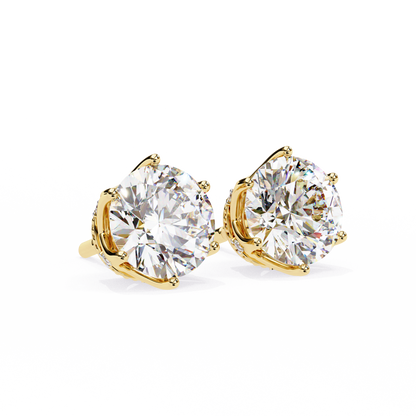 Round Cut 2.62 Ct Lab Grown Diamond Studs with Hidden Halo Setting