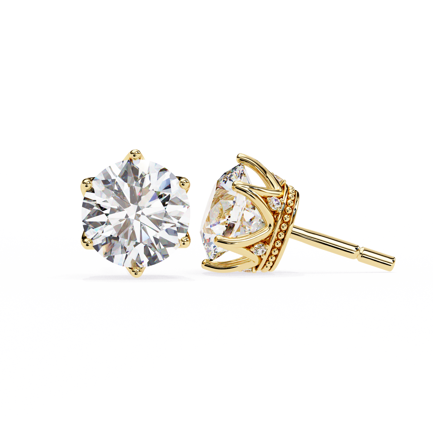 Round Cut 2.62 Ct Lab Grown Diamond Studs with Hidden Halo Setting