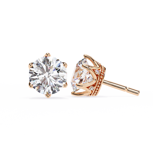 Round Cut 2.62 Ct Lab Grown Diamond Studs with Hidden Halo Setting