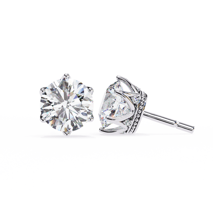 Round Cut 2.62 Ct Lab Grown Diamond Studs with Hidden Halo Setting