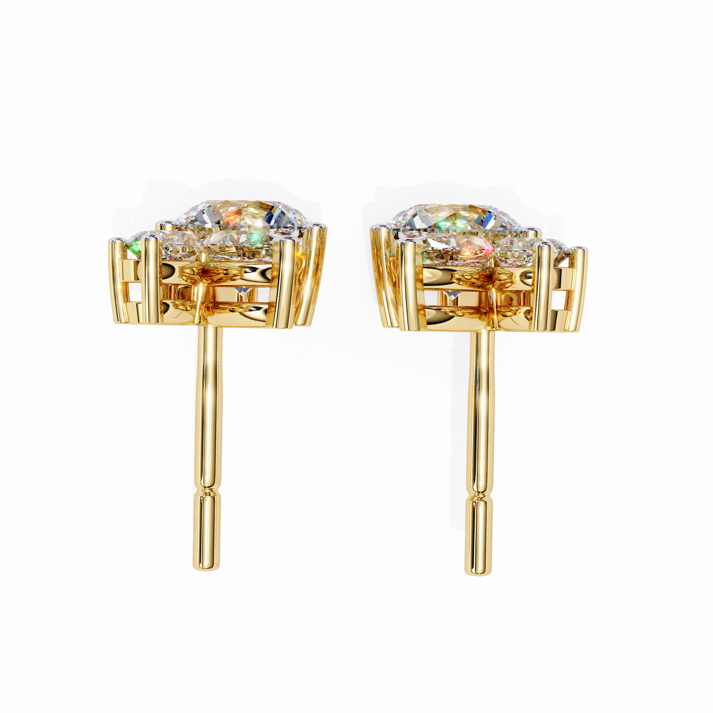 1.43 Ct Round and Marquise Shape Floral Inspired Studs Earrings