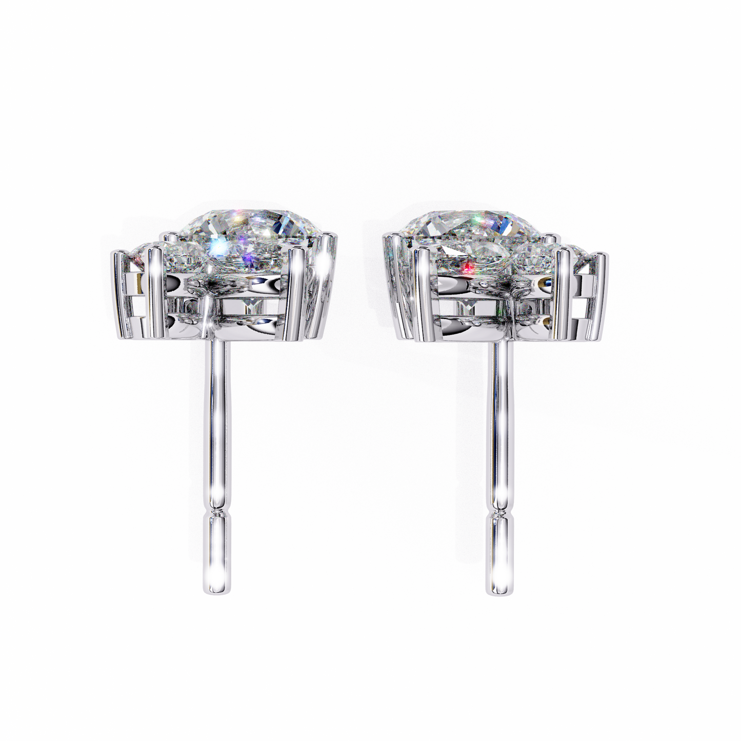 1.43 Ct Round and Marquise Shape Floral Inspired Studs Earrings