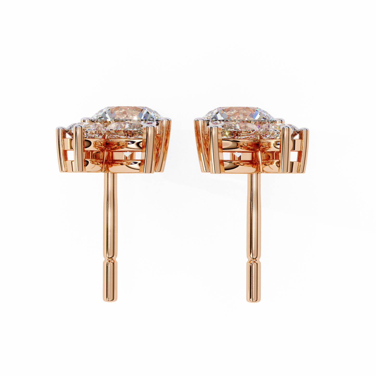 1.43 Ct Round and Marquise Shape Floral Inspired Studs Earrings