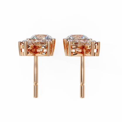 1.43 Ct Round and Marquise Shape Floral Inspired Studs Earrings