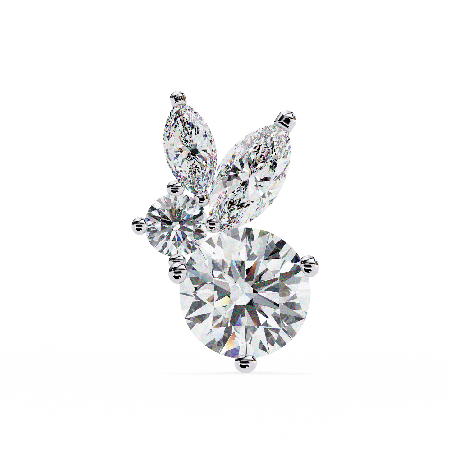 1.43 Ct Round and Marquise Shape Floral Inspired Studs Earrings