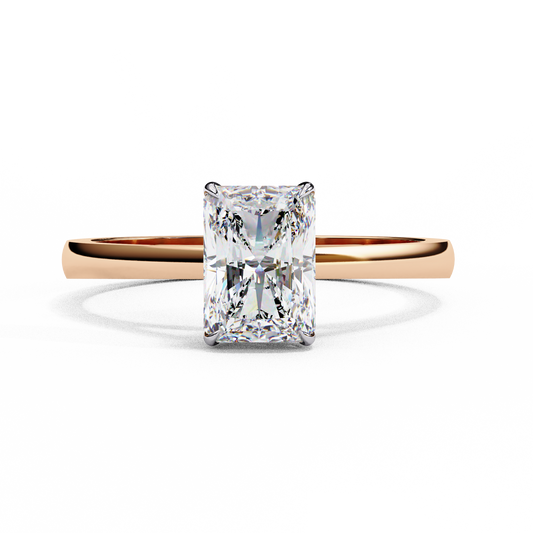 1.21 CT Radiant Effortless Solitaire Ring in Four Prong Setting, Lab-Grown Radiant-Cut Diamond Solitaire Ring in Rose Gold