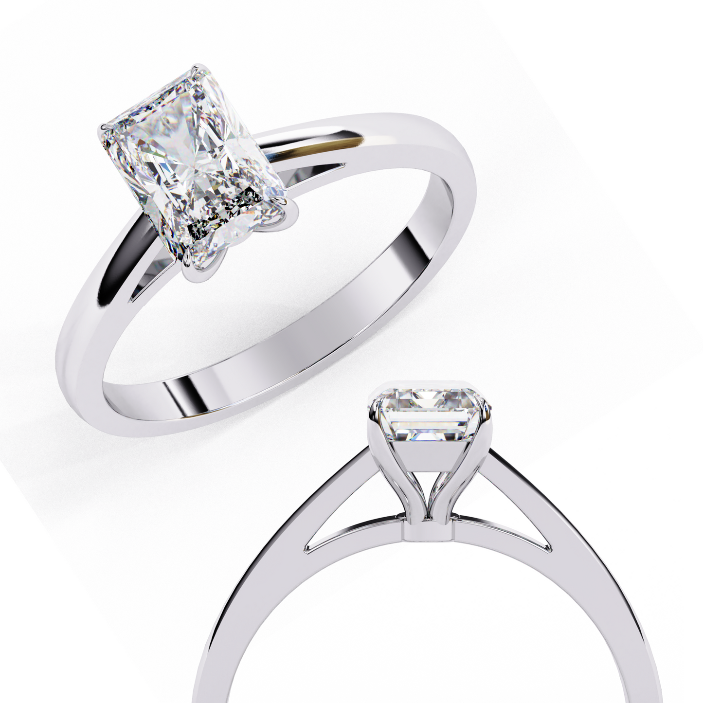 1.21 CT Radiant Effortless Solitaire Ring in Four Prong Setting, Lab-Grown Radiant-Cut Diamond Solitaire Ring in Rose Gold