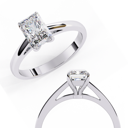 1.21 CT Radiant Effortless Solitaire Ring in Four Prong Setting, Lab-Grown Radiant-Cut Diamond Solitaire Ring in Rose Gold