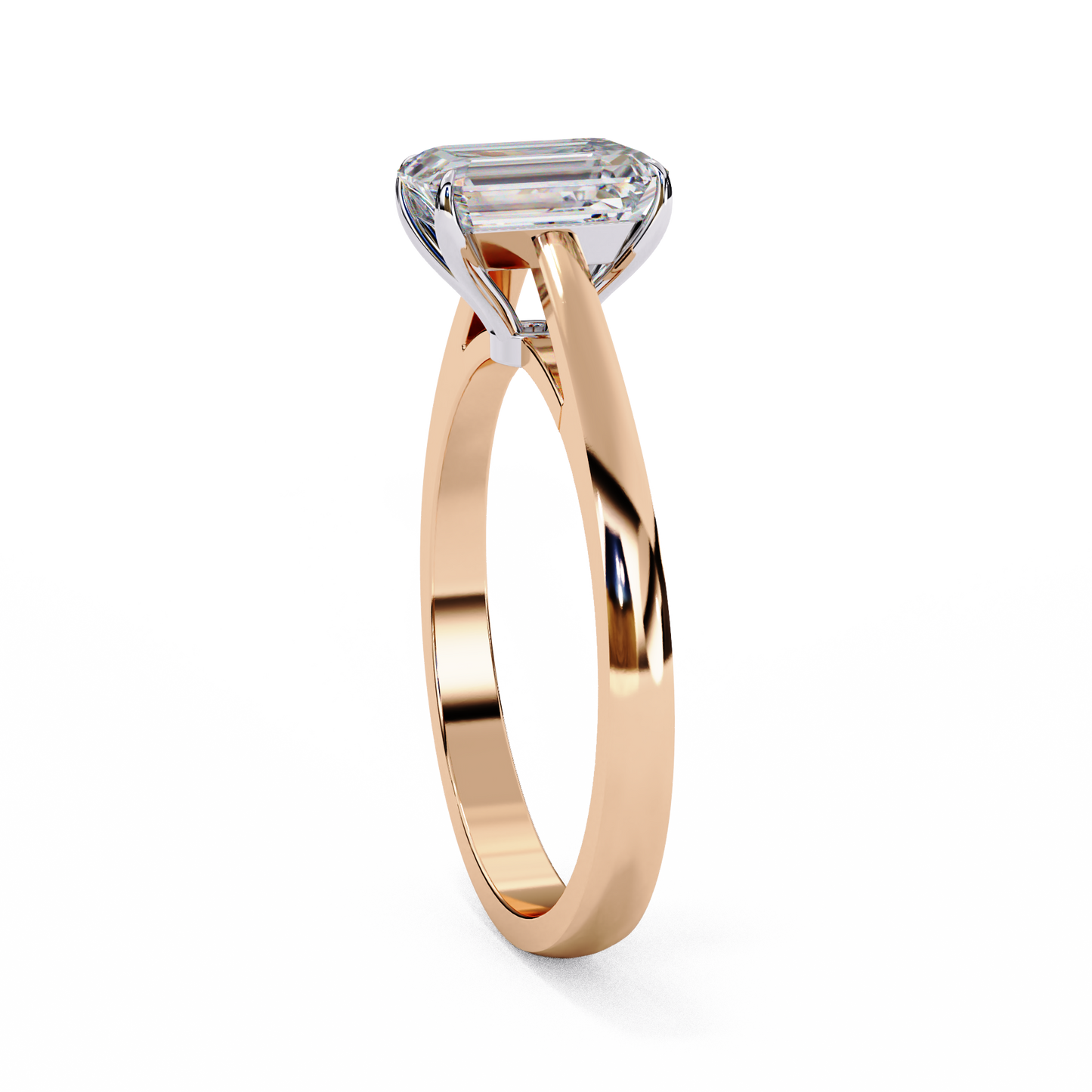 1.21 CT Radiant Effortless Solitaire Ring in Four Prong Setting, Lab-Grown Radiant-Cut Diamond Solitaire Ring in Rose Gold