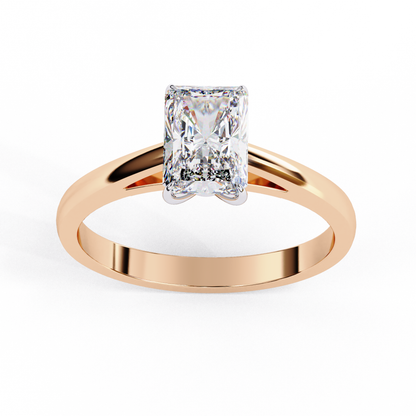 1.21 CT Radiant Effortless Solitaire Ring in Four Prong Setting, Lab-Grown Radiant-Cut Diamond Solitaire Ring in Rose Gold