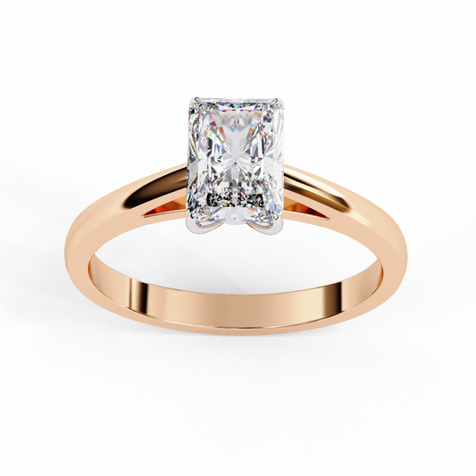 1.21 CT Radiant Effortless Solitaire Ring in Four Prong Setting, Lab-Grown Radiant-Cut Diamond Solitaire Ring in Rose Gold