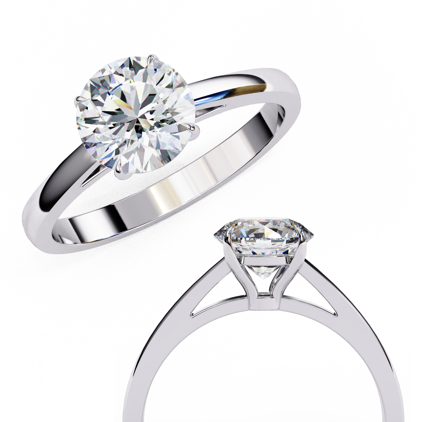 Lab-Grown Round Brilliant Diamond Solitaire Ring in Rose Gold, 1.30 CT Round Cut Diamond Ring