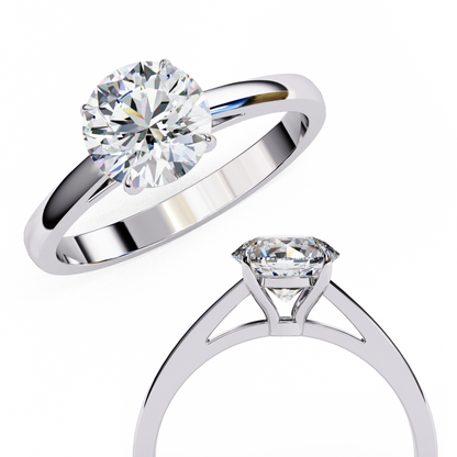Lab-Grown Round Brilliant Diamond Solitaire Ring in Rose Gold, 1.30 CT Round Cut Diamond Ring