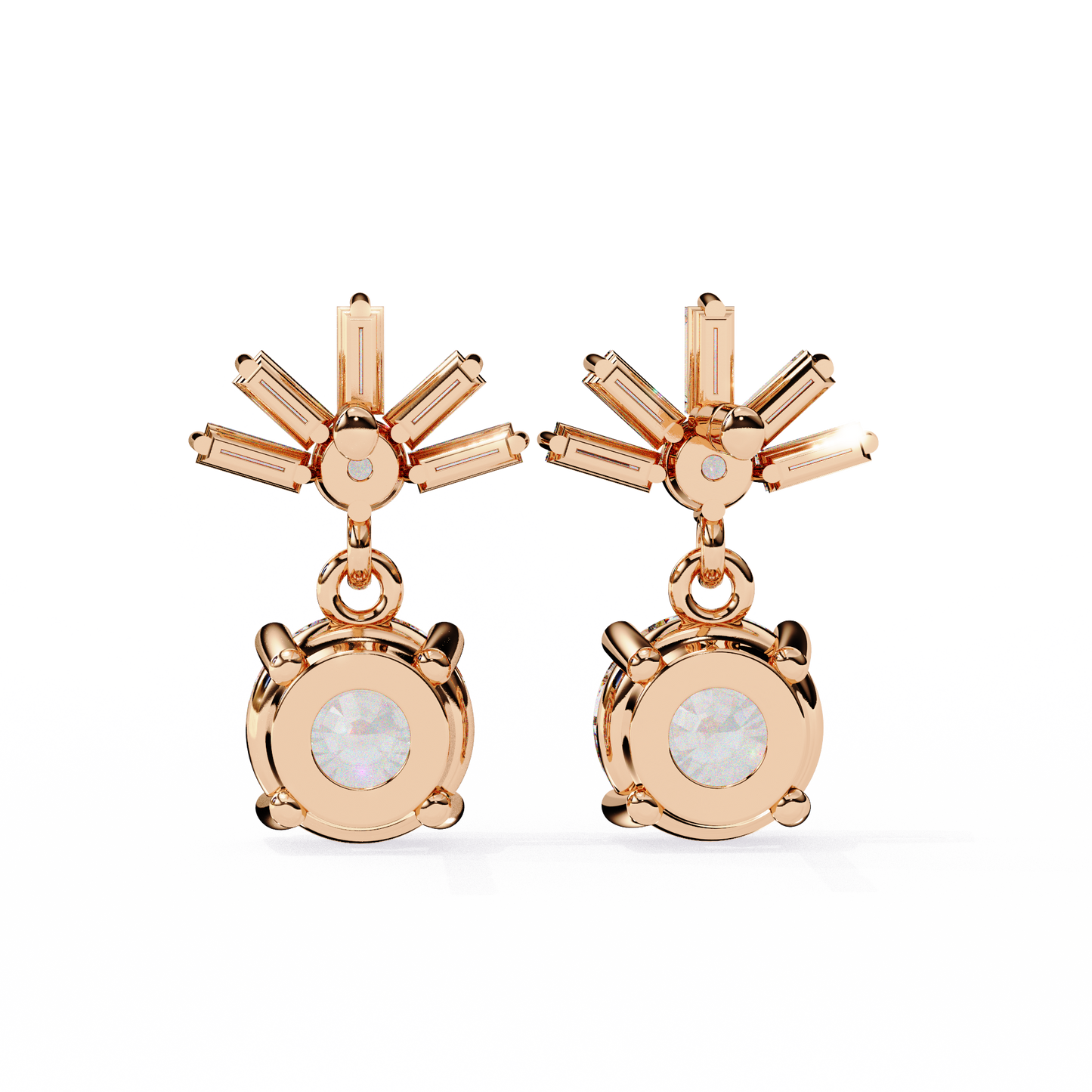 0.86 CT Baguette & Round Diamond Drop Earrings