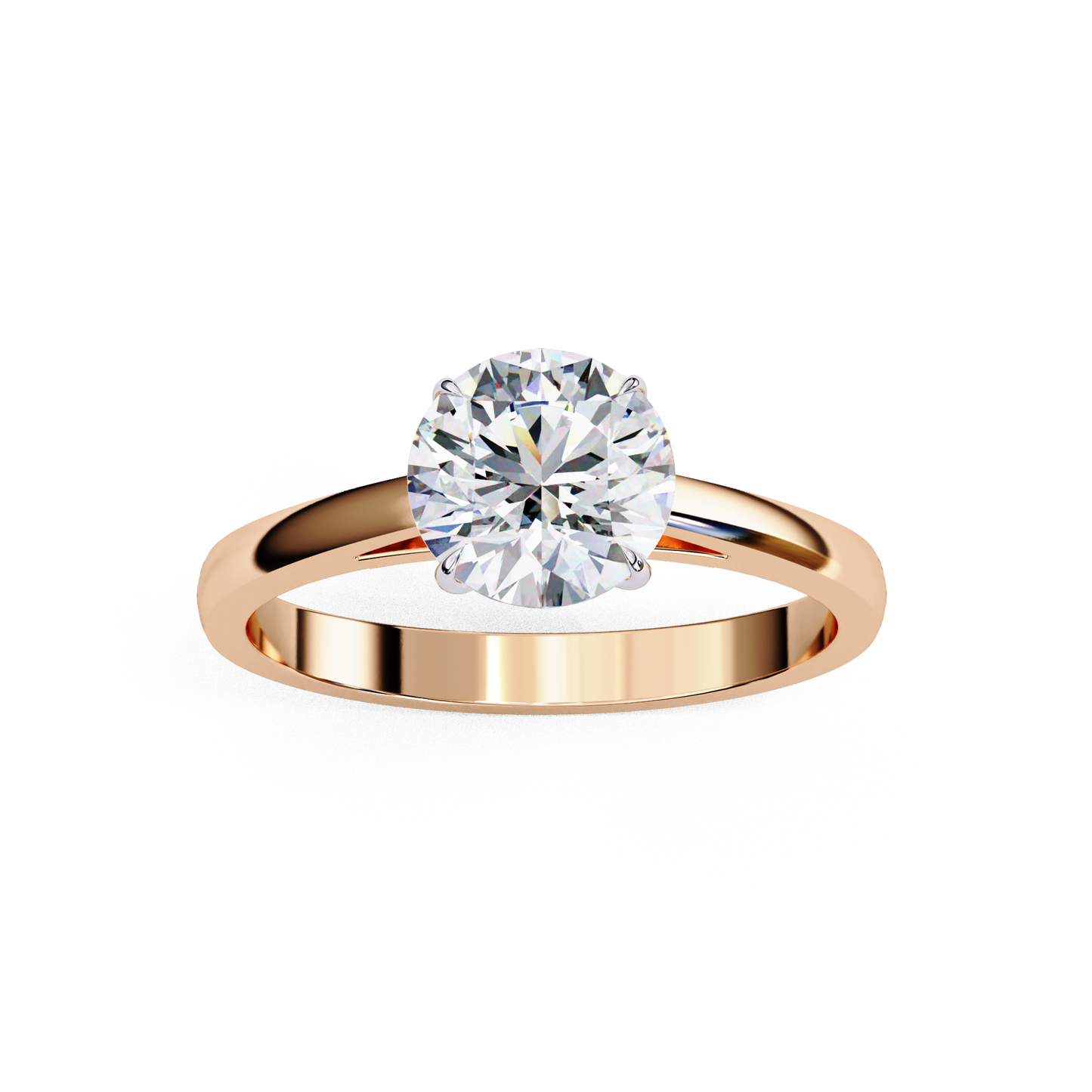 Lab-Grown Round Brilliant Diamond Solitaire Ring in Rose Gold, 1.30 CT Round Cut Diamond Ring