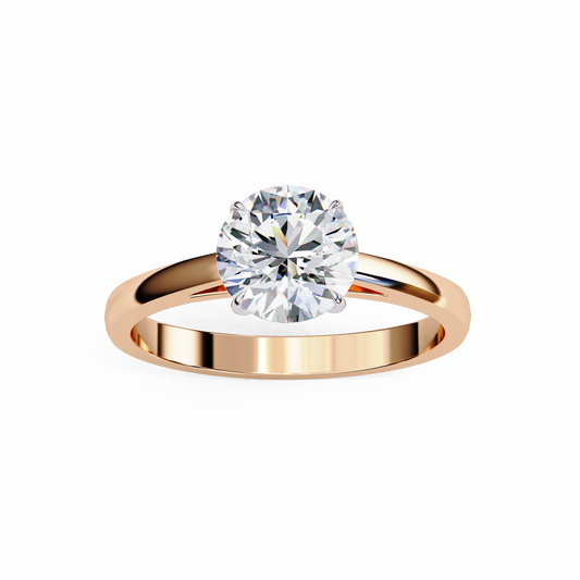 Lab-Grown Round Brilliant Diamond Solitaire Ring in Rose Gold, 1.30 CT Round Cut Diamond Ring