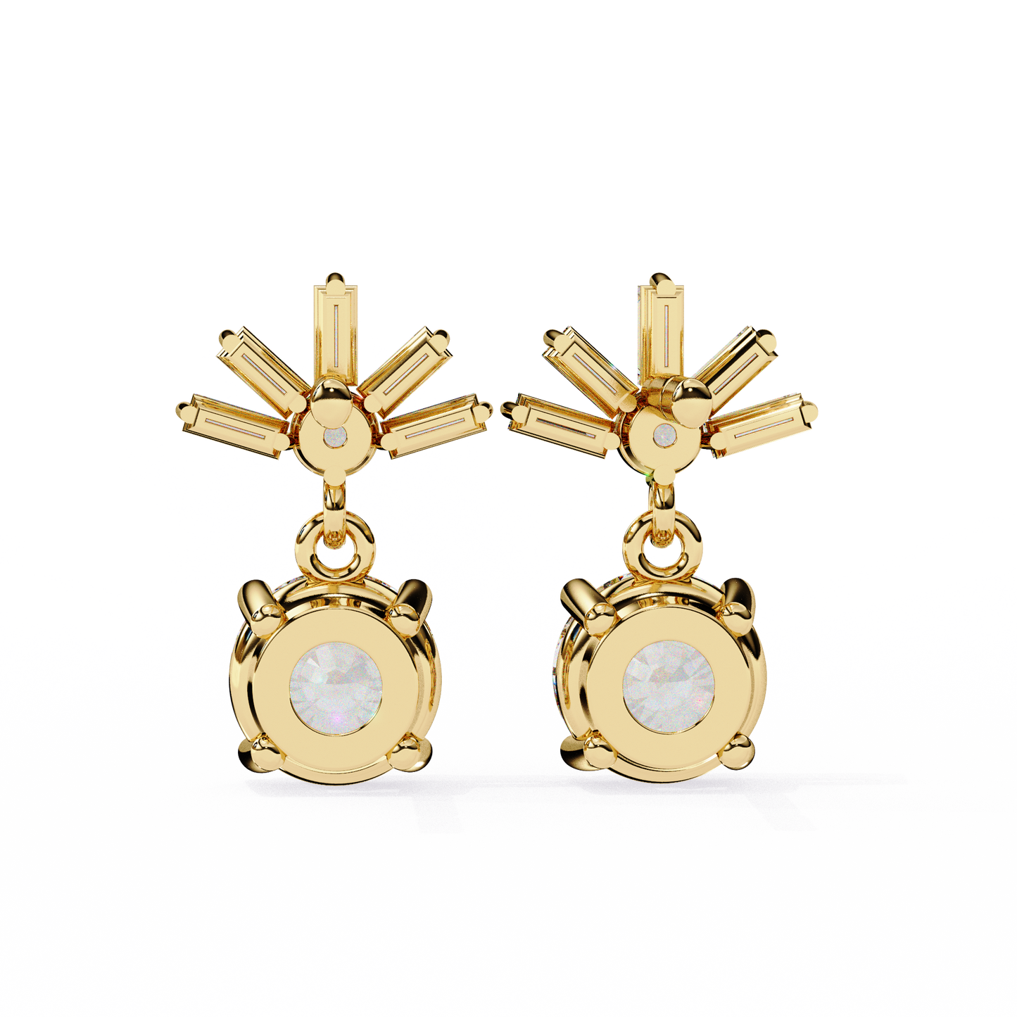 0.86 CT Baguette & Round Diamond Drop Earrings