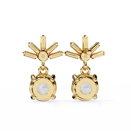 0.86 CT Baguette & Round Diamond Drop Earrings