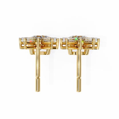 0.86 CT Baguette & Round Diamond Drop Earrings